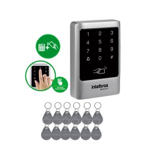 KIT LECTORA PARA ENTRADA Y SALIDA SA 211 MF 13,56MHz INTELBRAS +12 LLAVEROS DT TH 1000 (125kHz y 13,56MHz)