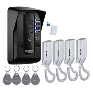 A-KIT COLL4i CENTRAL DE PORTERÍA COLLECTIVE 4i / 1 PLACA / 4 CITÓFONOS/ 4 TAGS D/F / TARJETA MASTER