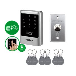 KIT CONTROL DE ACESSO SA211 -125MHz CON PULSADOR DE SALIDA METALICO+ 6 LLAVEROS DE PROXIMIDAD