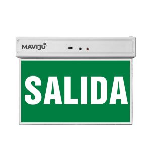 IL190014 LETRERO DE SALIDA 1,4W VERDE 110V DURA 120MIN BAT 1,2V 600mAh RECARG 24H-48H 20X185X230MM